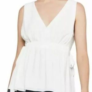 NWT BCBG BLOUSE SHIRT TANK TOP WAIST TIE WHITE